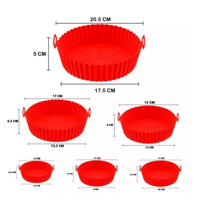 Kit CrispFlex Formas de Silicone para AirFryer  6 Medidas