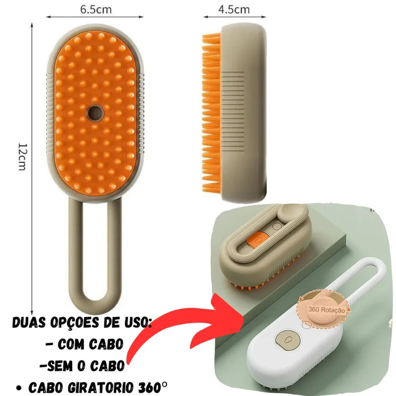 Vapor Pet Care Escova A Vapor Para Cães e Gatos 3 em 1