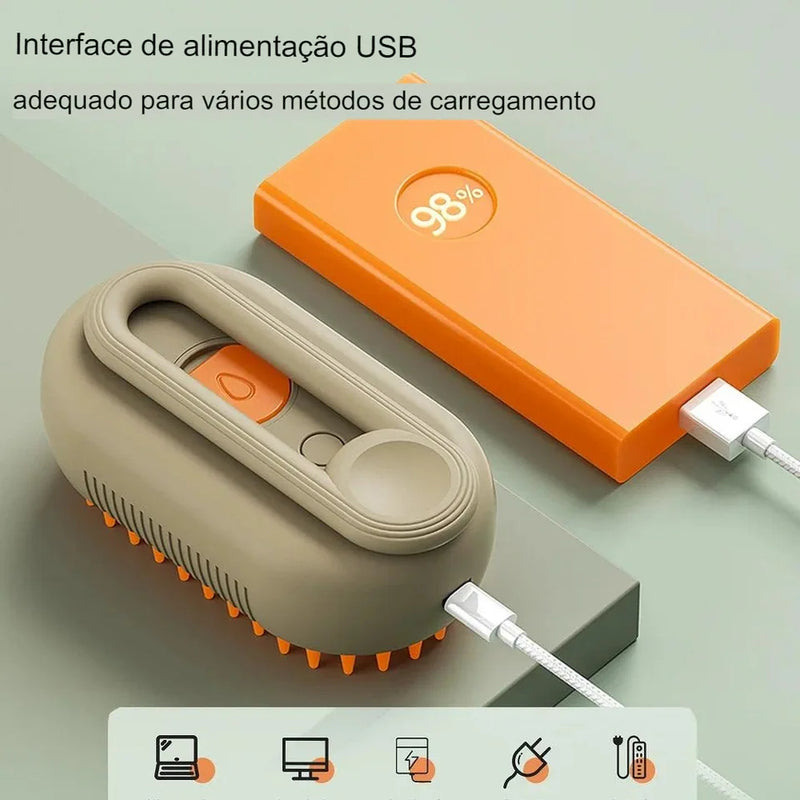 Vapor Pet Care Escova A Vapor Para Cães e Gatos 3 em 1
