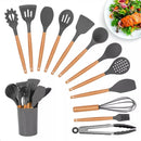ChefLux Kit 12 Peças Utensílios de Cozinha Silicone Antiaderente com Suporte Premium