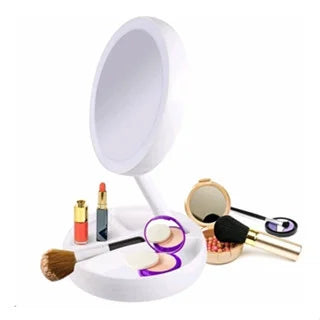 LumiBelle Espelho Com Led De Mesa Com Aumento 10x Led Luz Dobrável