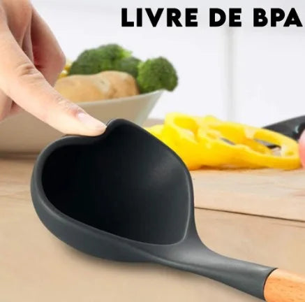 Kit 12 Peças Utensílios de Cozinha Silicone Antiaderente com Suporte Premium