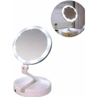 LumiBelle Espelho Com Led De Mesa Com Aumento 10x Led Luz Dobrável