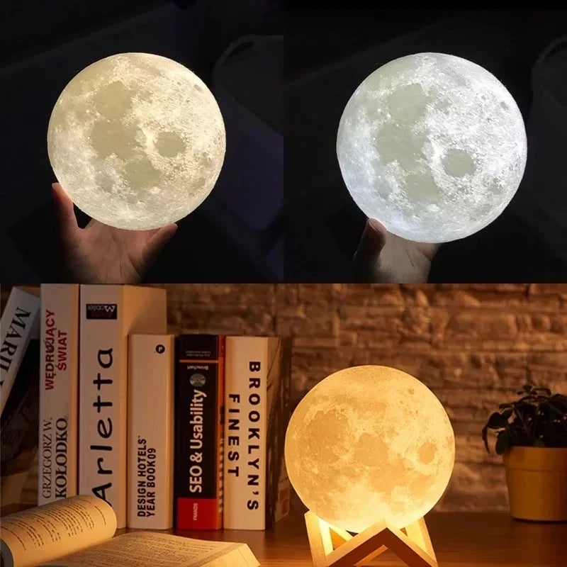Aromatizador Luminária Lua Cheia 3D Ultrassônico