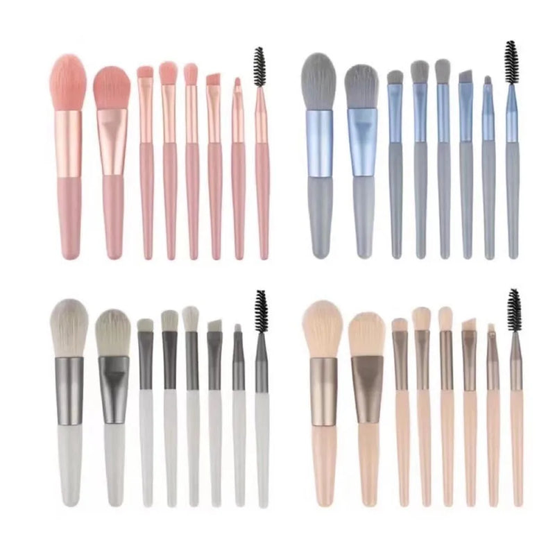 Kit c/8 Pincéis de Maquiagem com Estojo Transparente