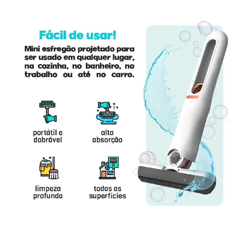 MopZy™ – Mini Mop Portátil 2 em 1 com Auto-Squeeze